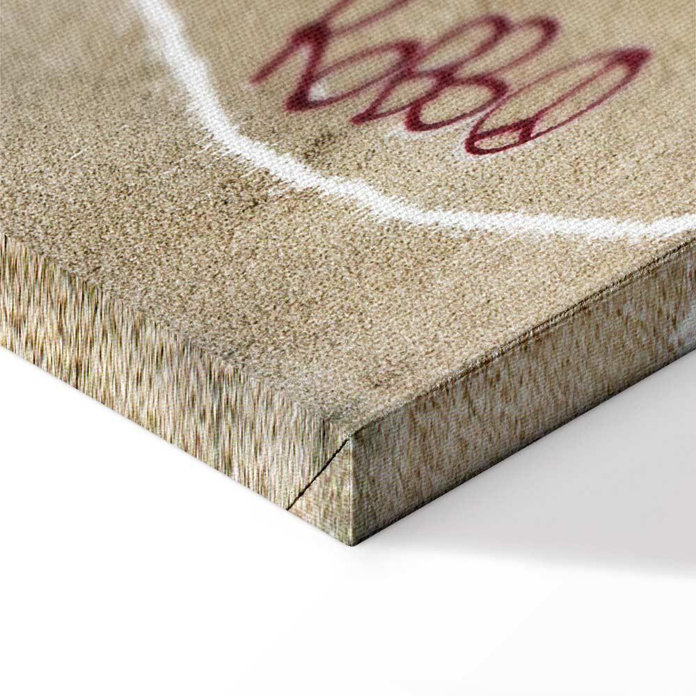 Leinwandbild - Banksy's Plane (1-part) - Red Graffiti Text on Mural Background