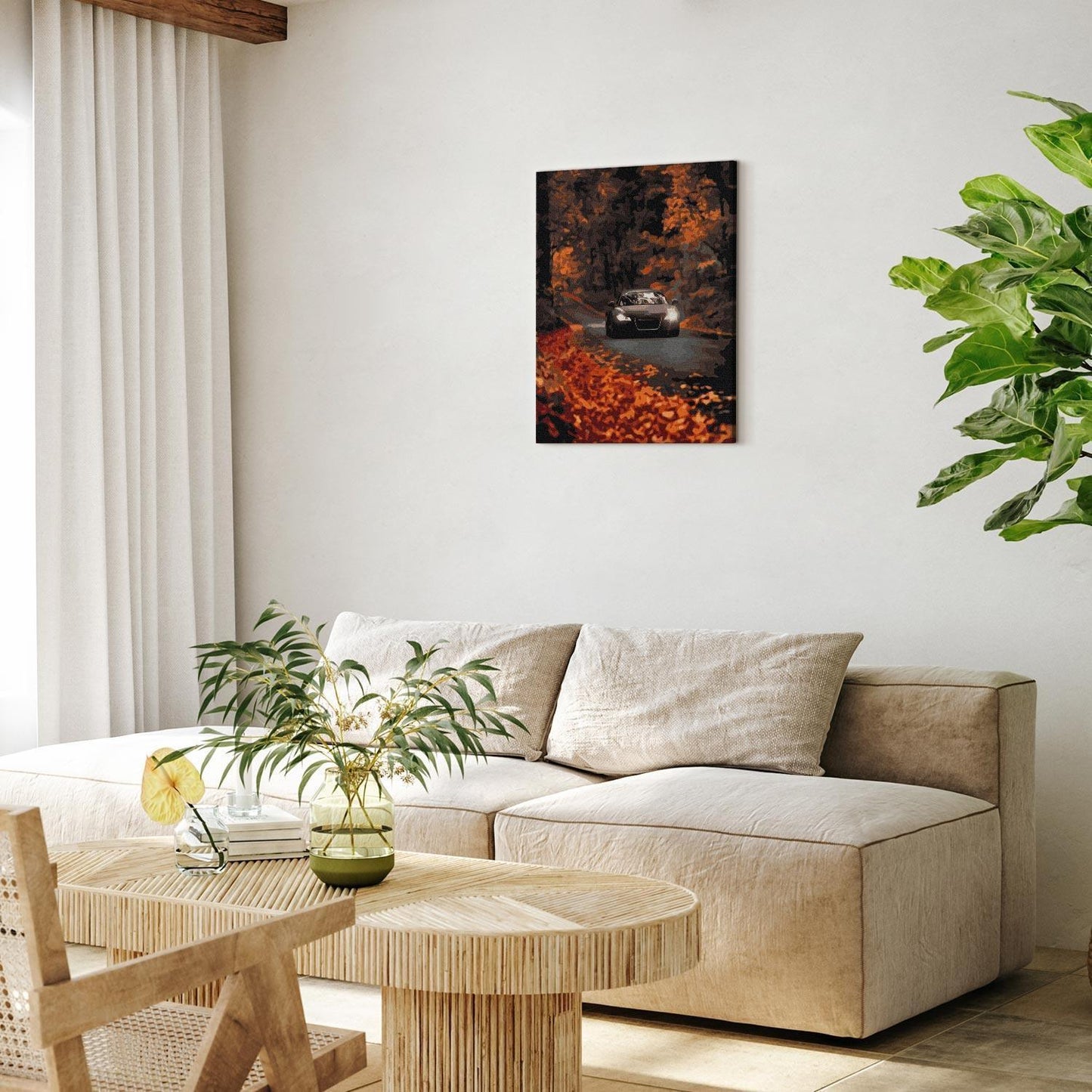 Malen nach Zahlen - Autumn road through the forest