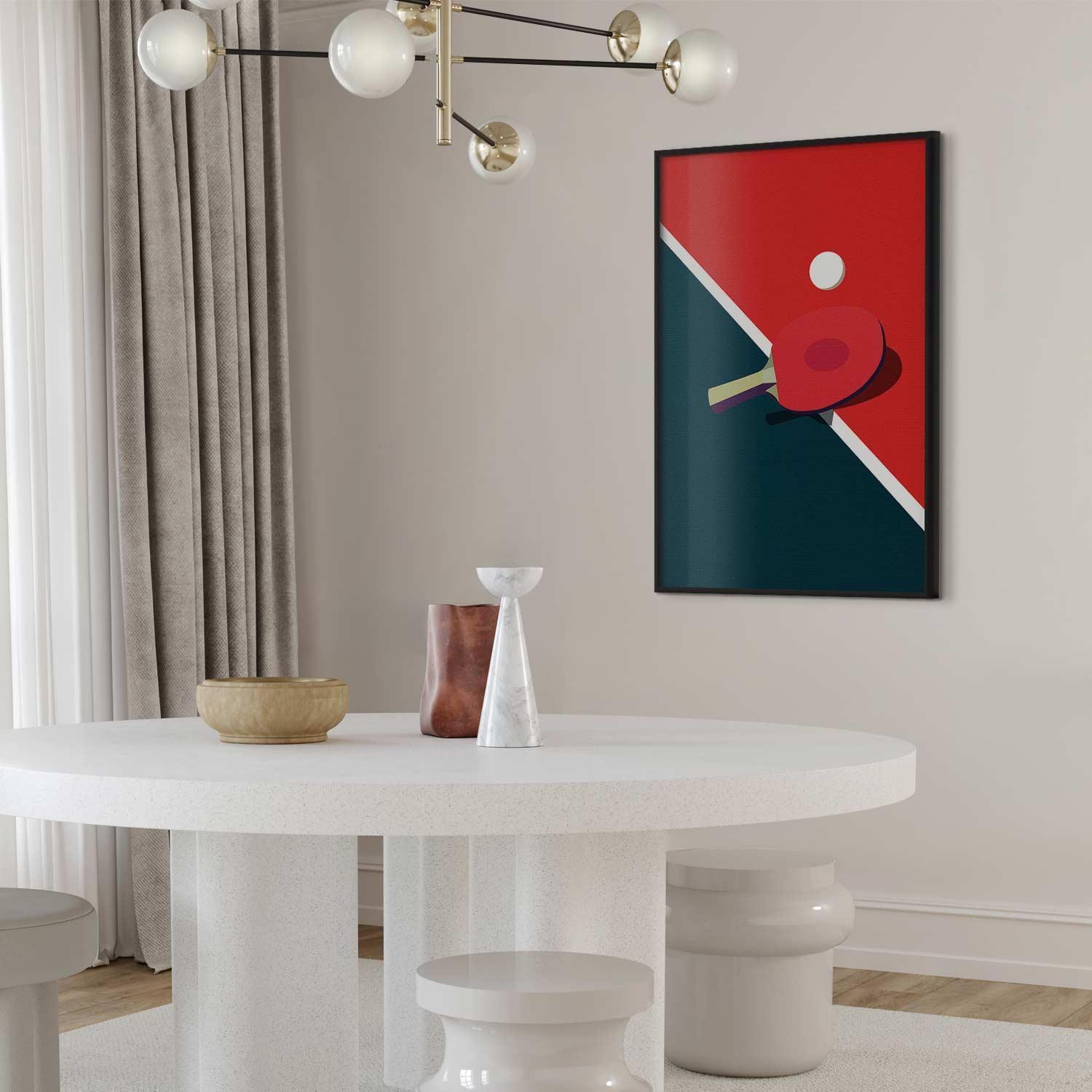 Poster - Table Tennis - Ball and Racket on a Table Artgeist