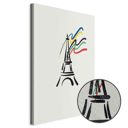 Leinwandbild - Eiffel Tower and Colorful Ribbons