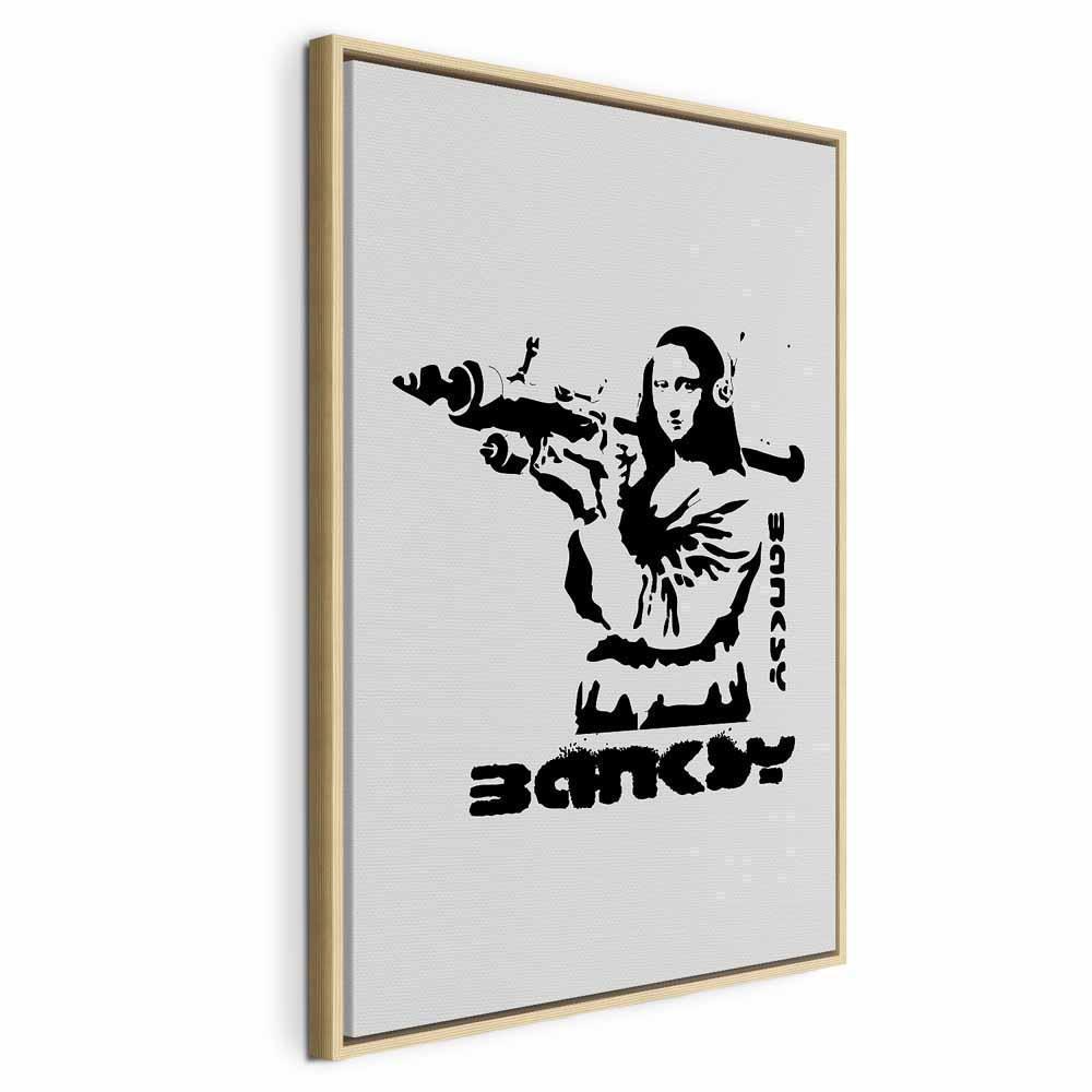 Leinwandbild - Contrast Duel (1-part) - Banksy on Mural with Mona Lisa