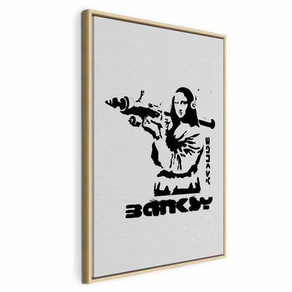 Leinwandbild - Contrast Duel (1-part) - Banksy on Mural with Mona Lisa