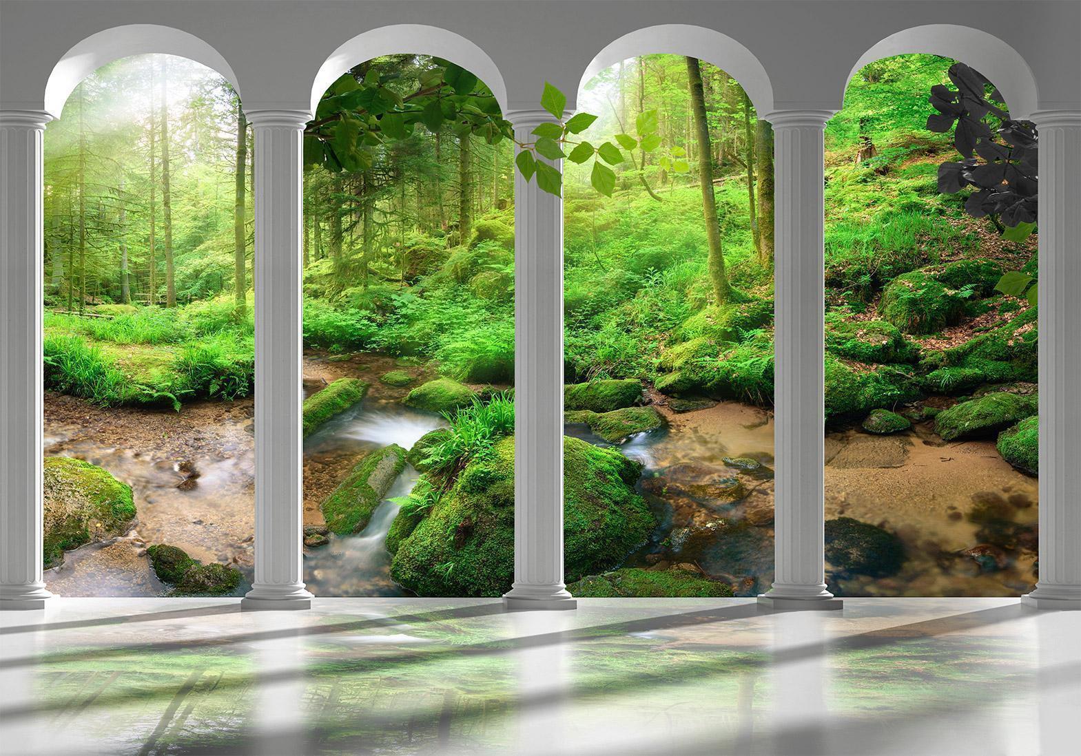 Fototapete - Pillars and Forest Artgeist