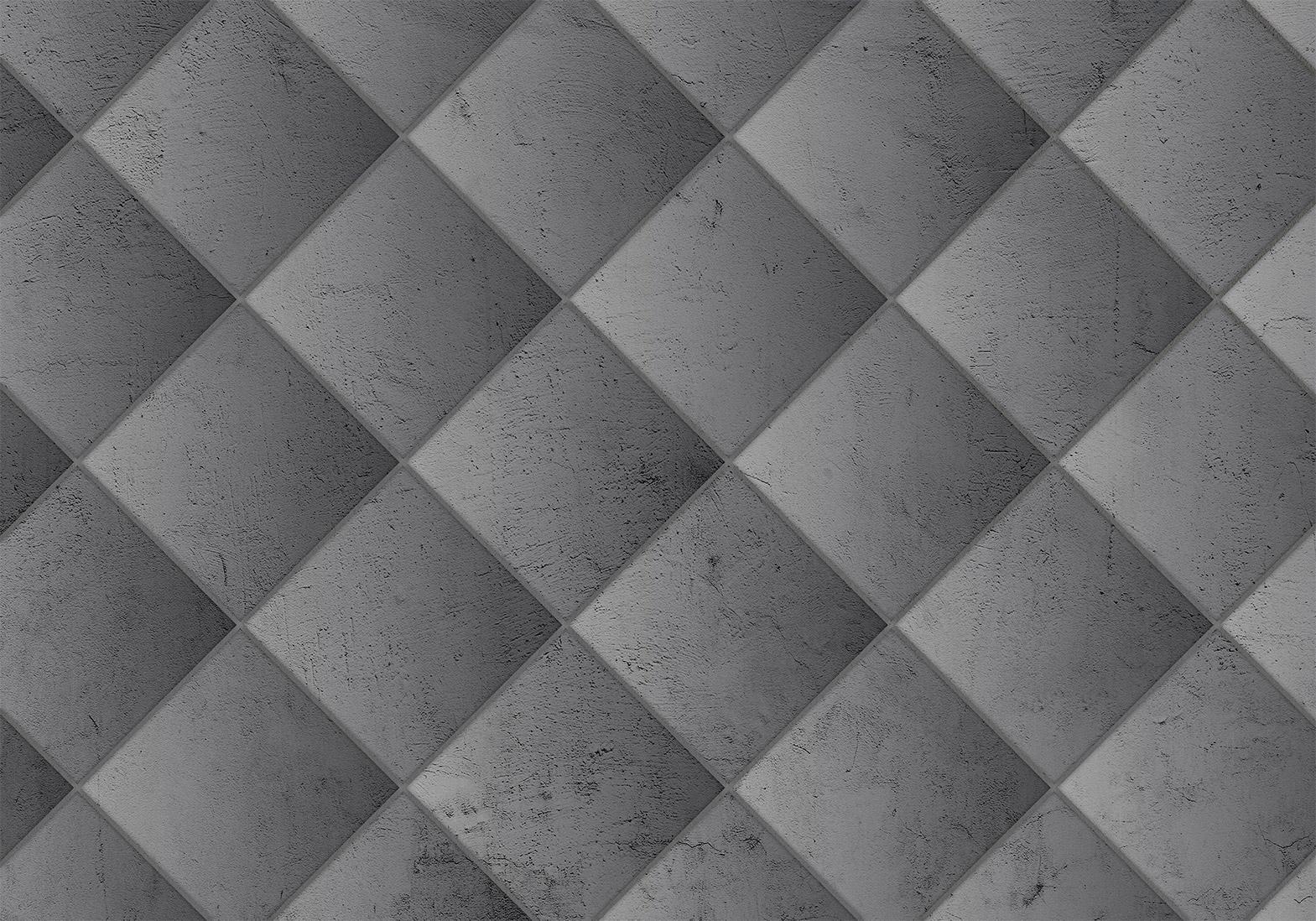 Fototapete - Grey symmetry - geometric pattern in concrete pattern with light joints Artgeist