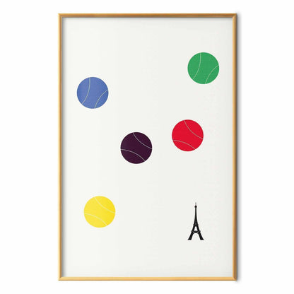 Poster - Eiffel Tower and Colorful Tennis Balls