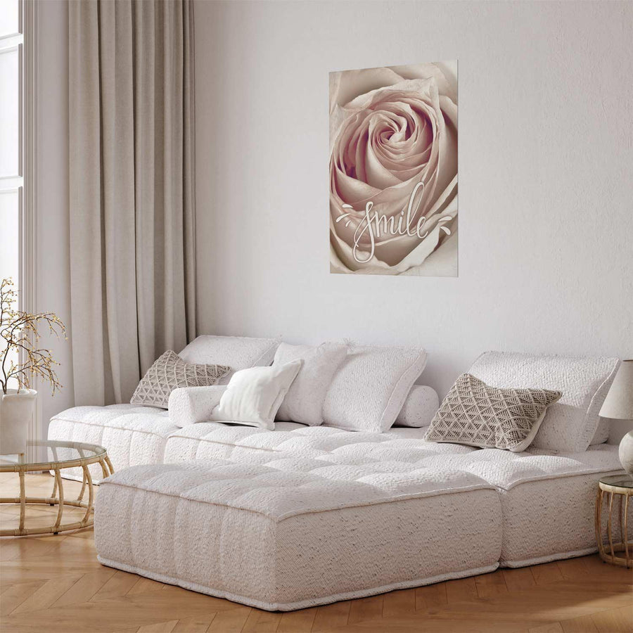 Poster - Smile with rose design in elegant living room.