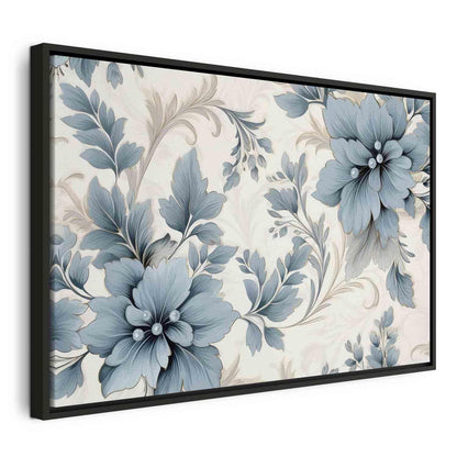 Leinwandbild - Turquoise Flowers in Retro Ambience Floristic Ornaments Artgeist