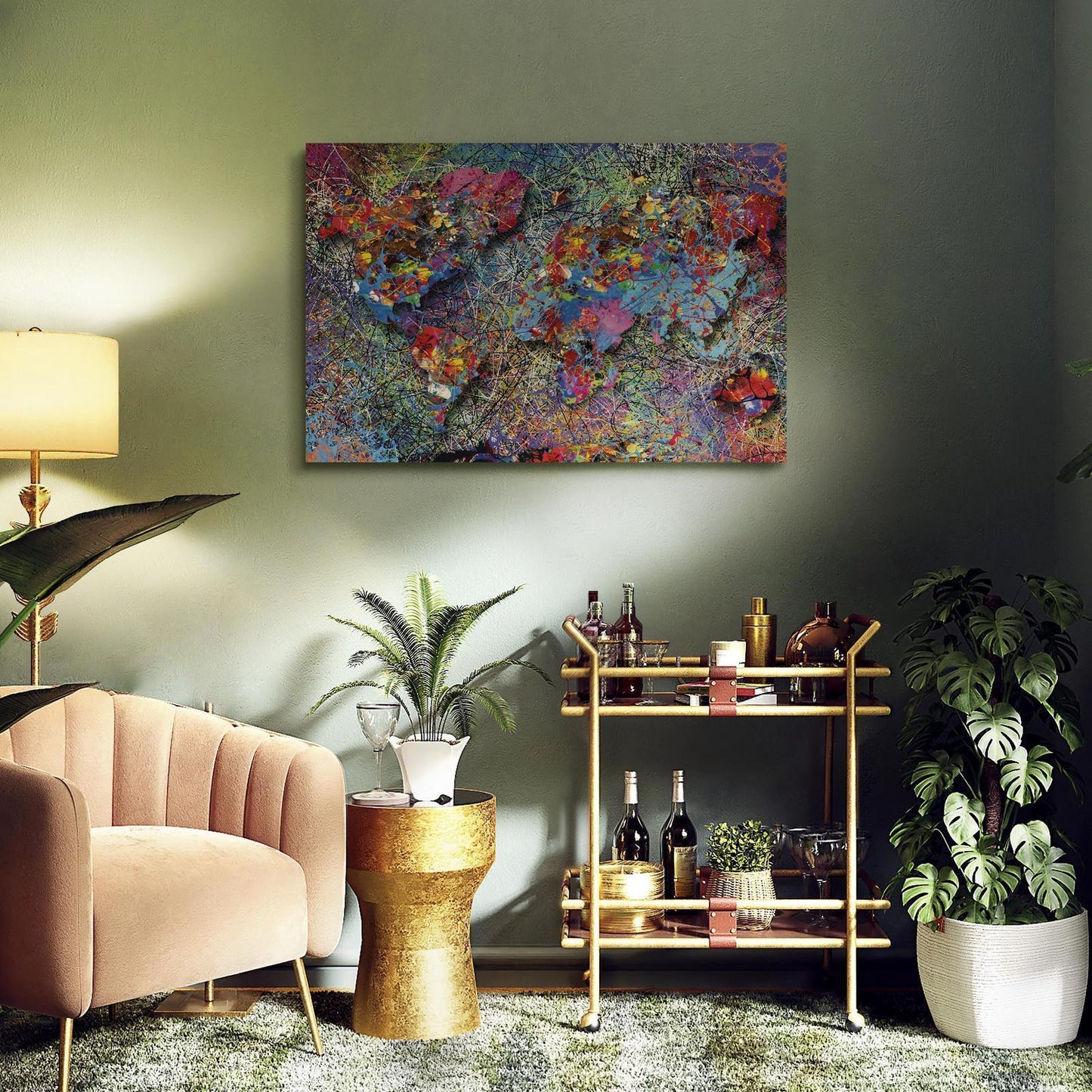 Leinwandbild - Map: Jackson Pollock inspiration Artgeist