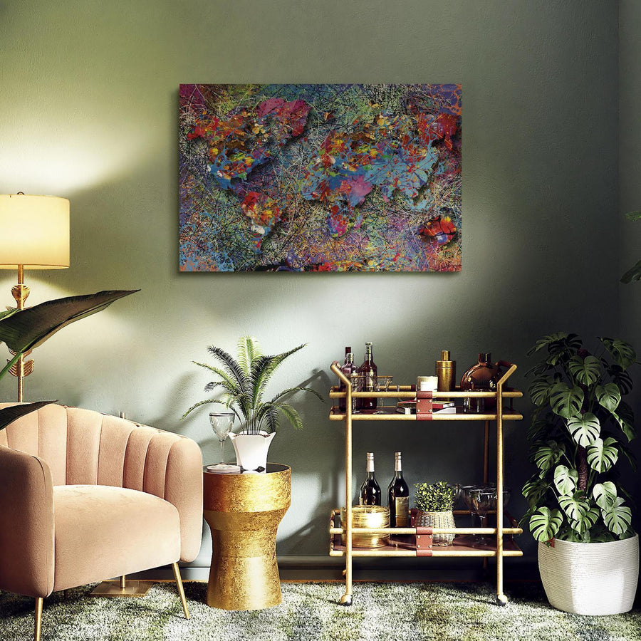 Leinwandbild - Map: Jackson Pollock inspiration Artgeist