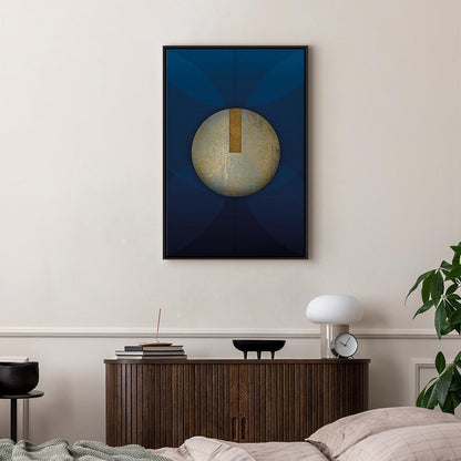 Leinwandbild - In the Shadow of Classic Blue (1-part) - Golden Circle in Abstraction