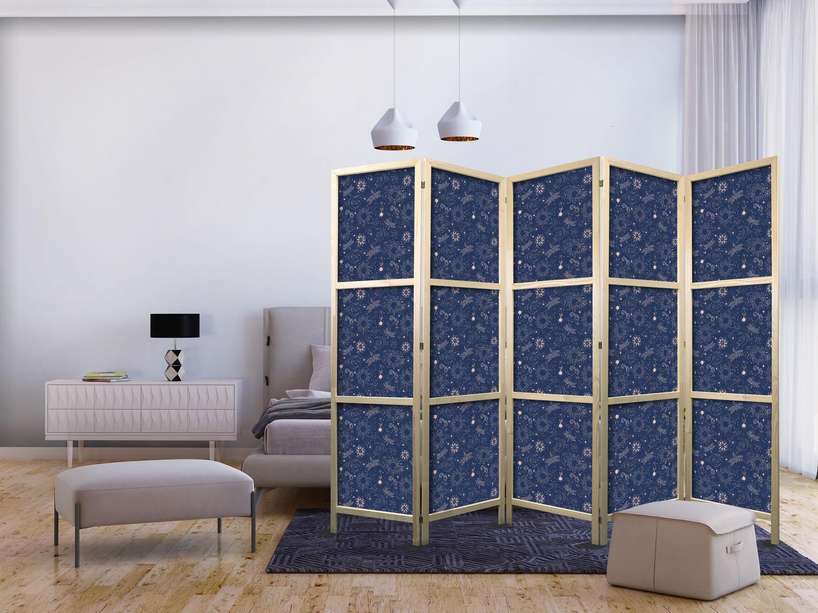 Japanischer Paravent - Cosmic Inspirations - Pattern with Stars and Constellations on a Dark Background Artgeist