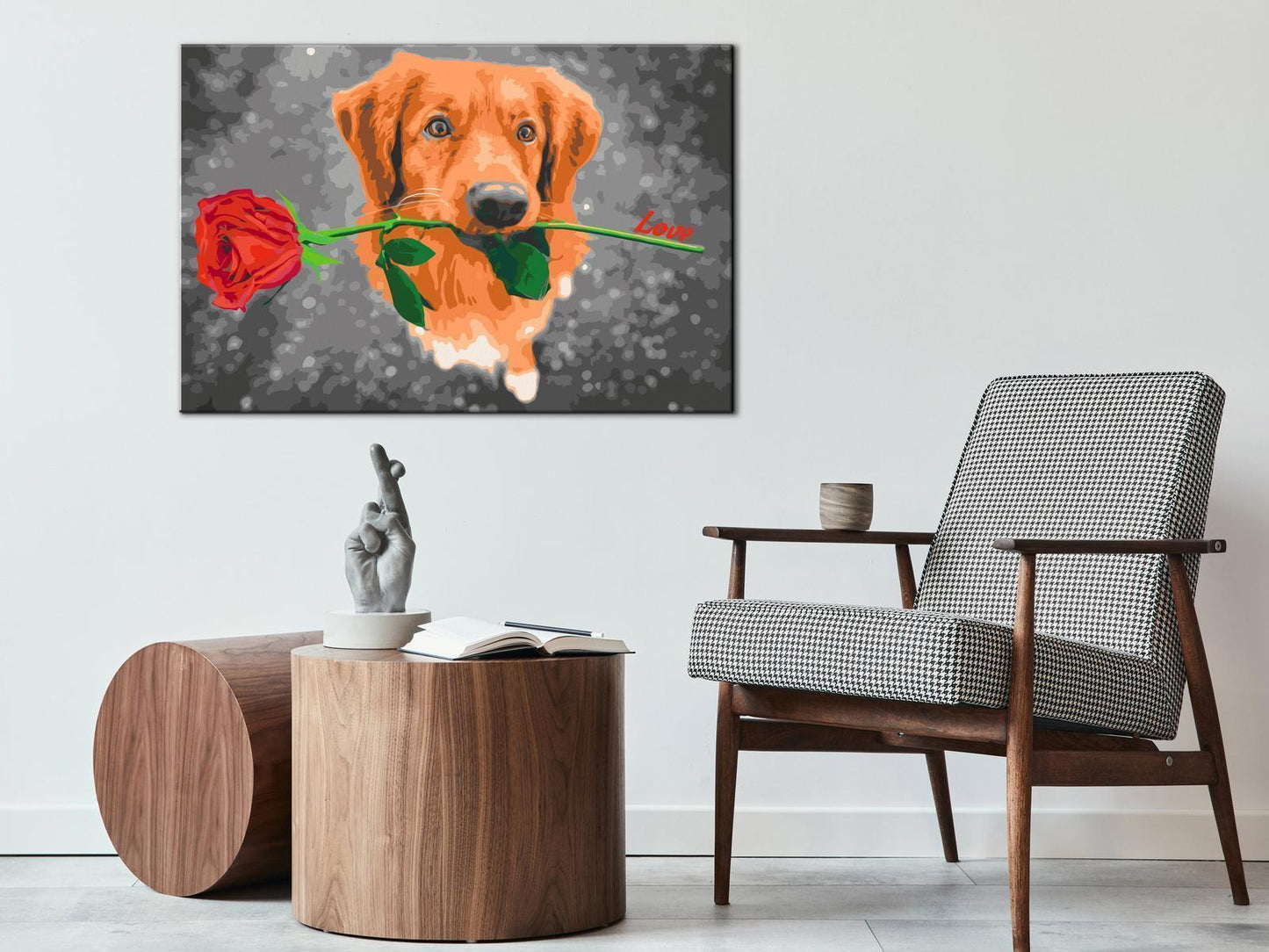 Malen nach Zahlen - Dog With Rose