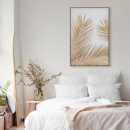 Leinwandbild - Golden Palm Leaves (1 Part) Vertical