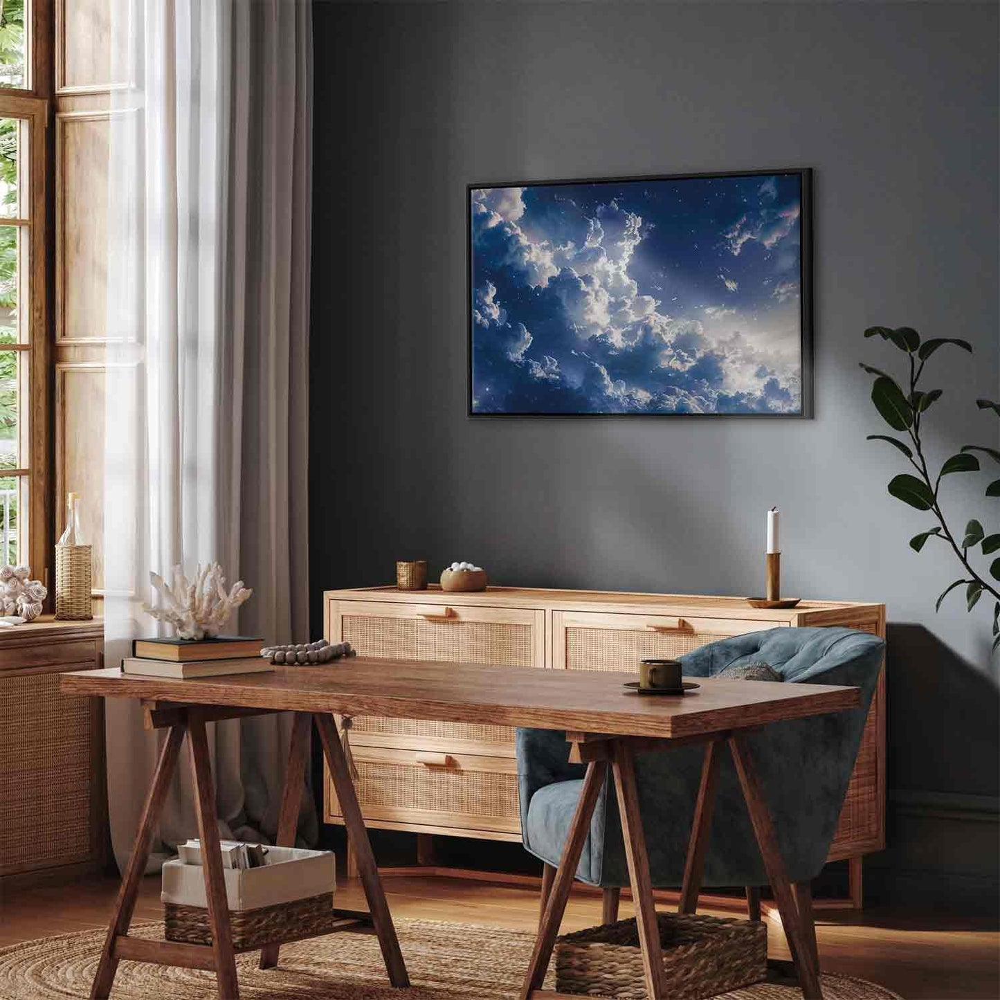 Leinwandbild - Starry Clouds and Delicate Light Over a Corner of the Sky