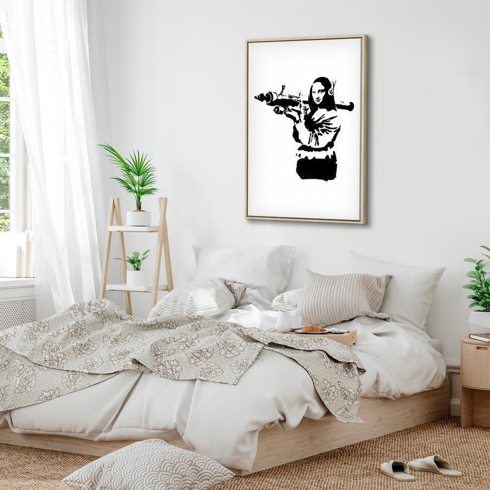 Leinwandbild - Banksy Mona Lisa with Rocket Launcher (1 Part) Vertical