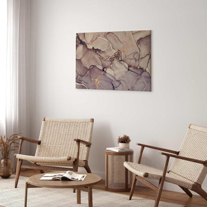 Leinwandbild - Watercolour abstraction - powder pink marble with gold accents