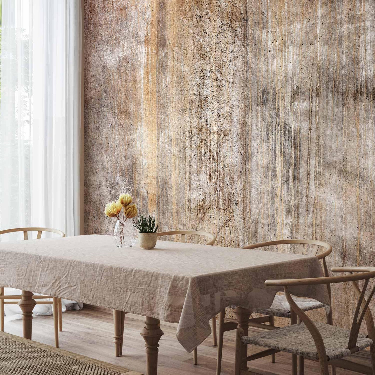 Fototapete - Abstract beige - background with black textured concrete patterns