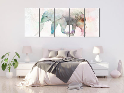 Leinwandbild - Painted Elephant (5 Parts) Narrow