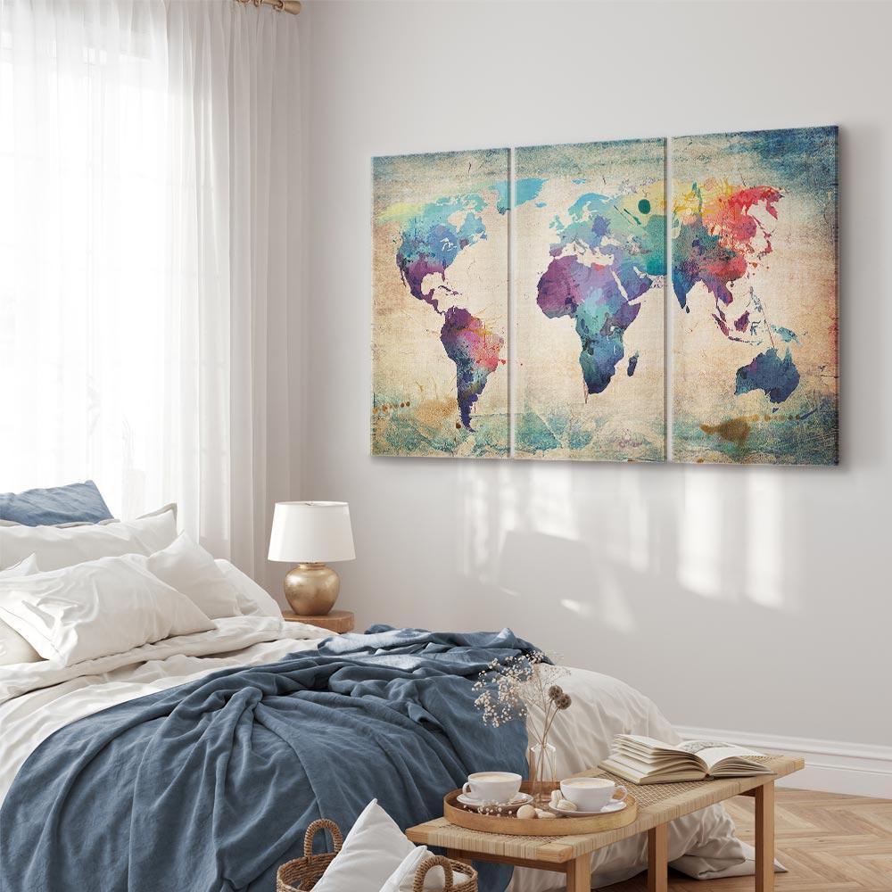 Leinwandbild - Rainbow Map (triptych)