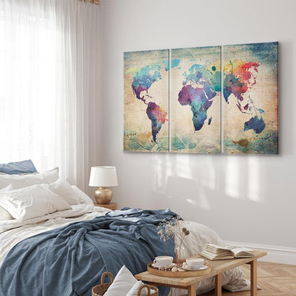 Leinwandbild - Rainbow Map (triptych)