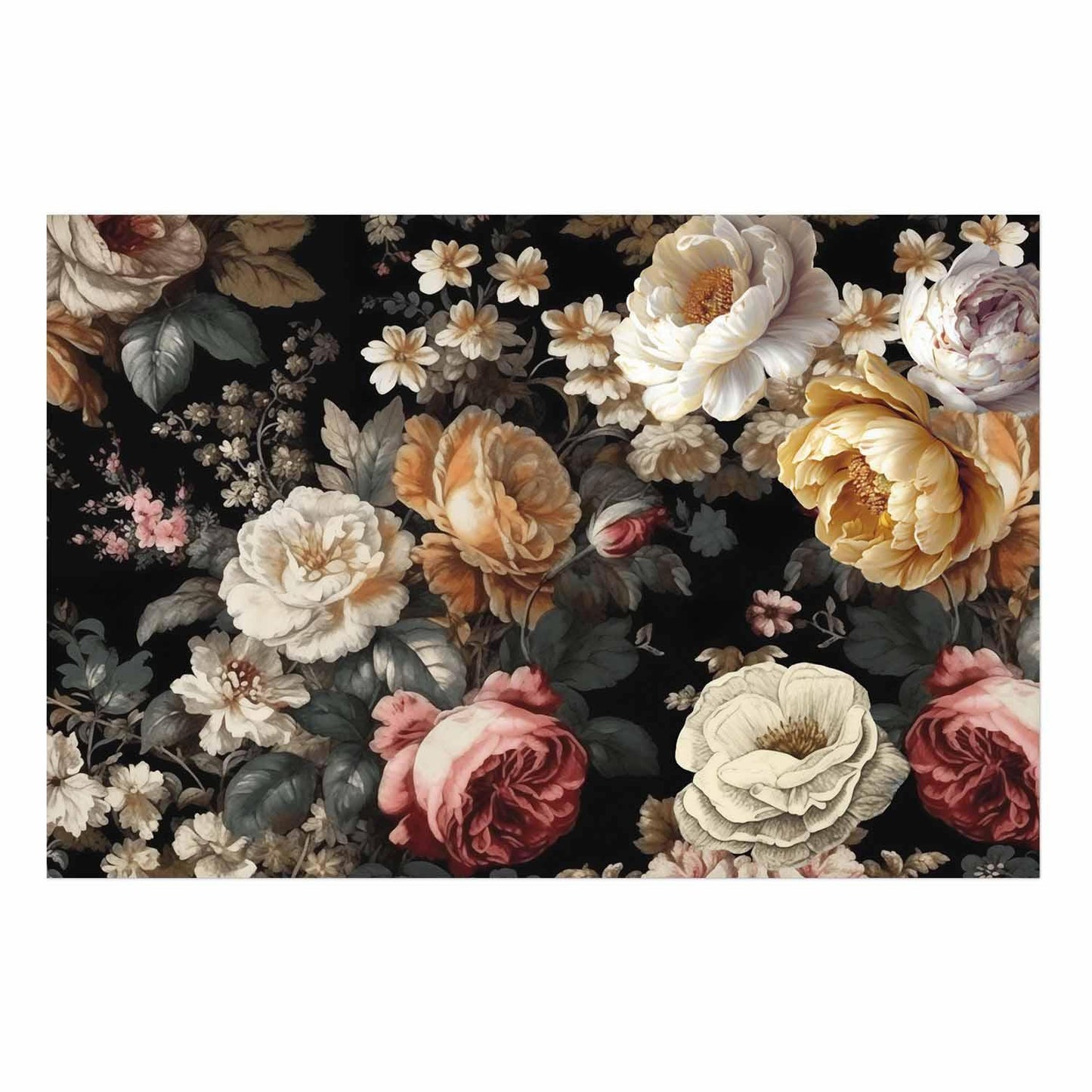 Poster - Colorful Flowers on a Black Background