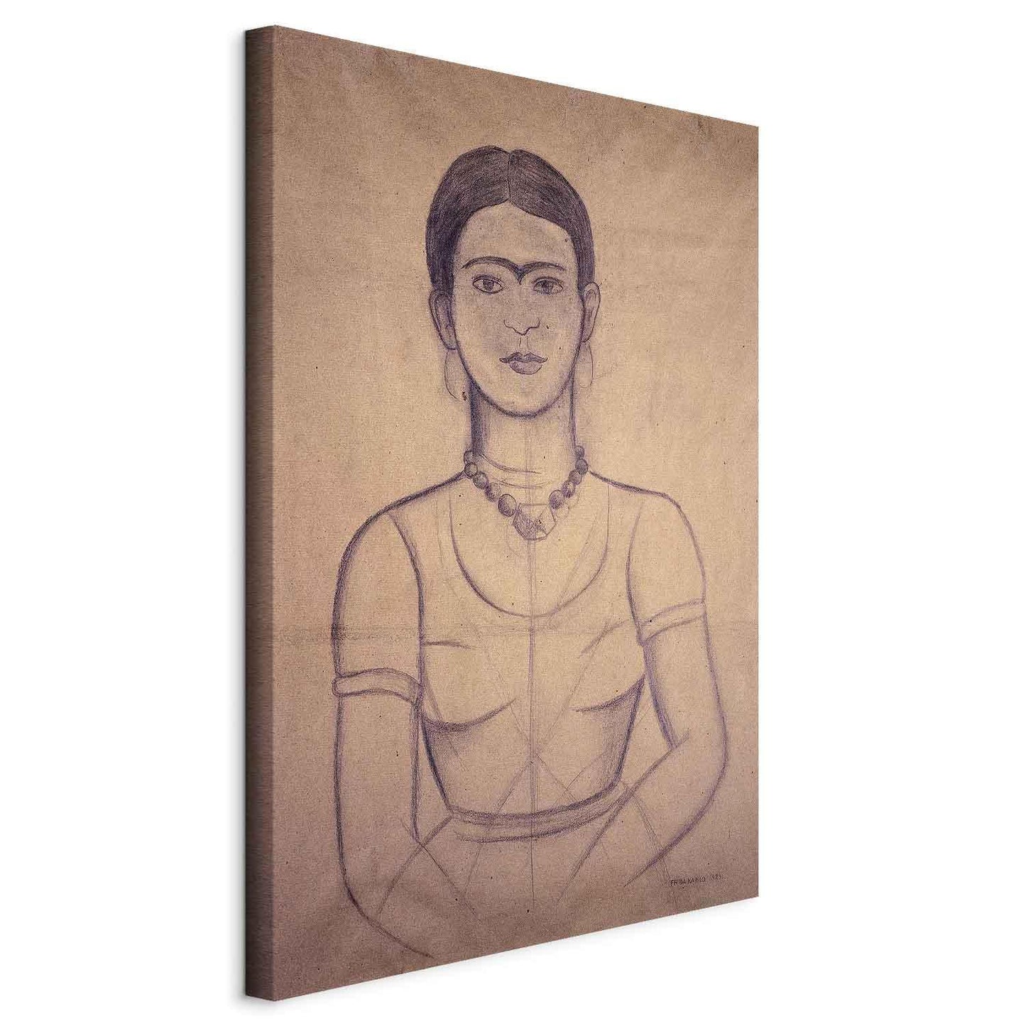 Leinwandbild - Frida Kahlo – Self-Portrait, 1929 (charcoal drawing)