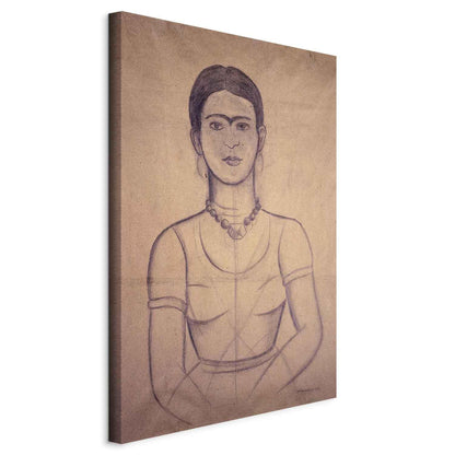 Leinwandbild - Frida Kahlo – Self-Portrait, 1929 (charcoal drawing)