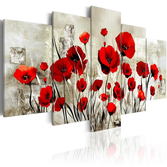 Leinwandbild „Rotes Mohnblumenfeld“ für lebendige Akzente