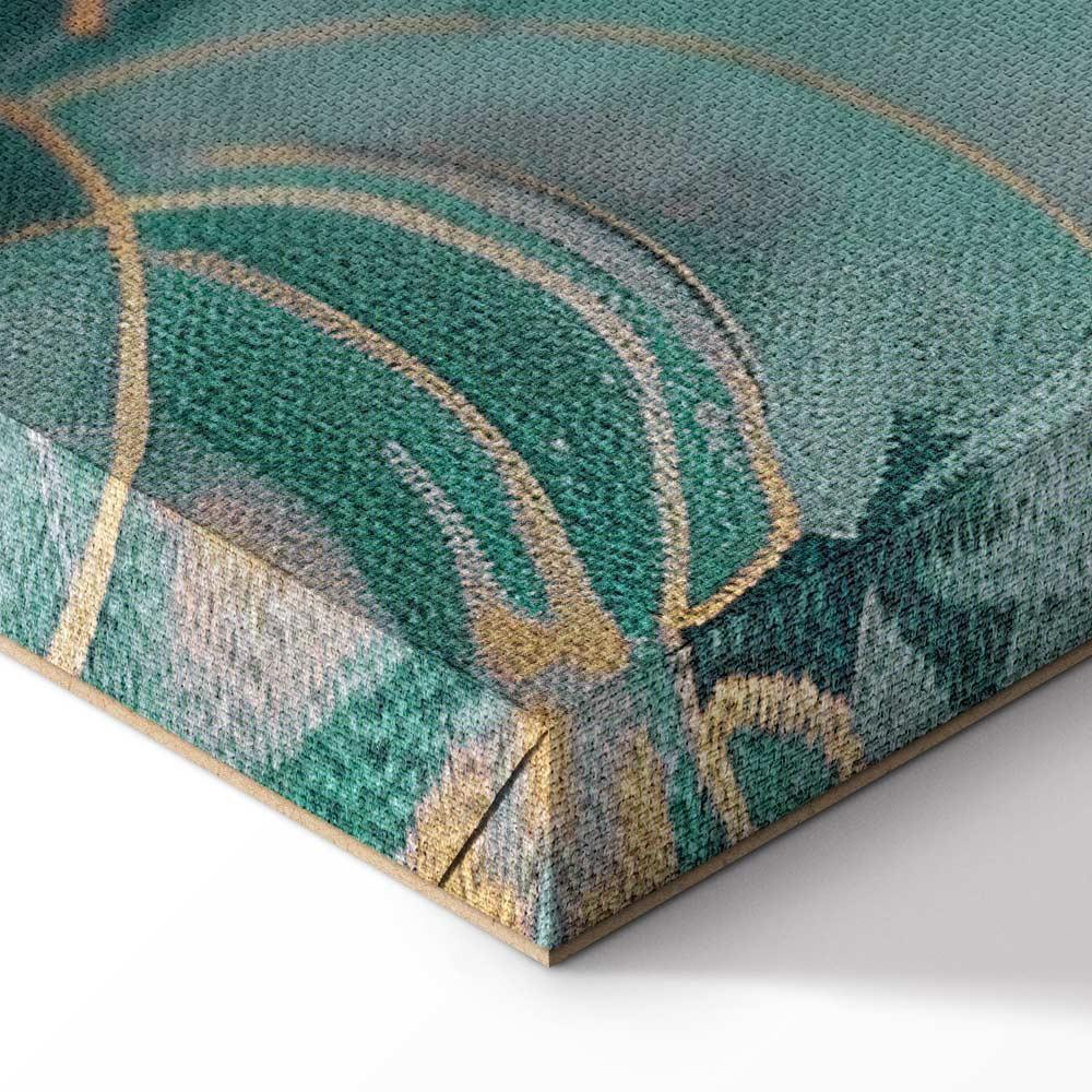 Leinwandbild - Tapestry Pattern with a Meadow and Flowers Kilim with a Spring Motif