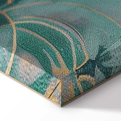 Leinwandbild - Tapestry Pattern with a Meadow and Flowers Kilim with a Spring Motif