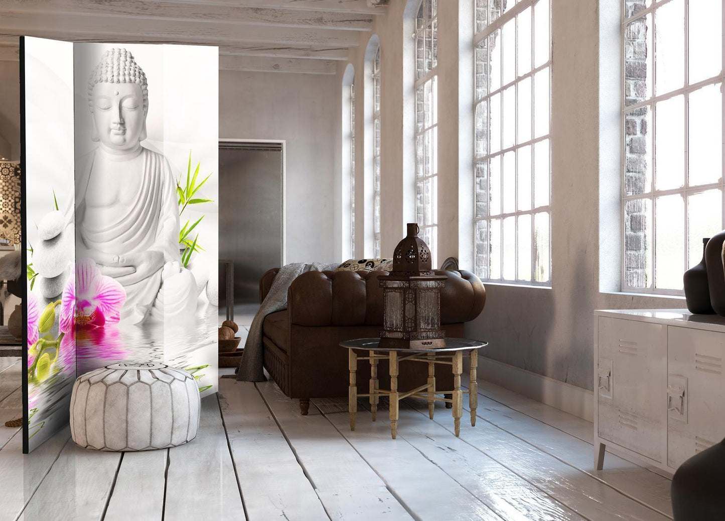 Paravent - Buddha and Orchids Artgeist