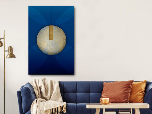 Leinwandbild - In the Shadow of Classic Blue (1-part) - Golden Circle in Abstraction Artgeist