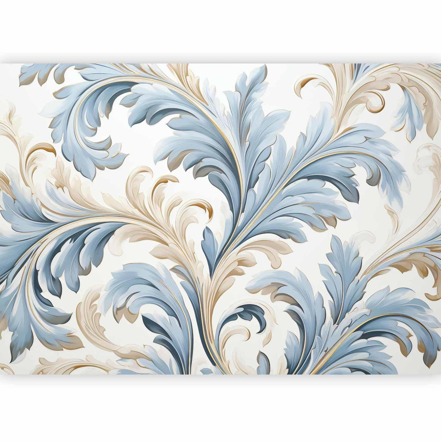 Fototapete - Baroque Ornaments in Light Cream-Blue Hues
