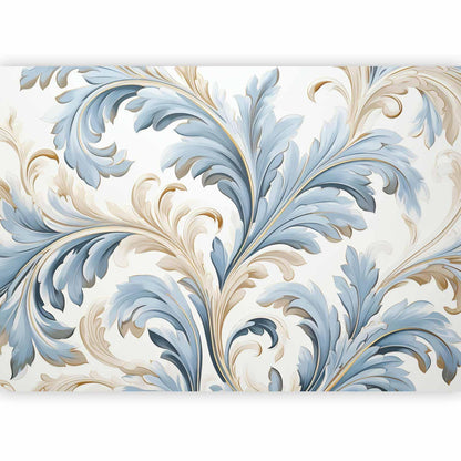 Fototapete - Baroque Ornaments in Light Cream-Blue Hues