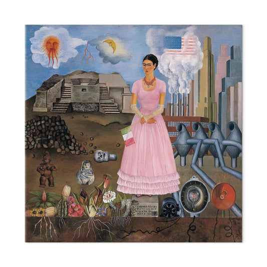 Leinwandbild - Frida Kahlo – Self-Portrait on the Borderline Between Mexico and the United States