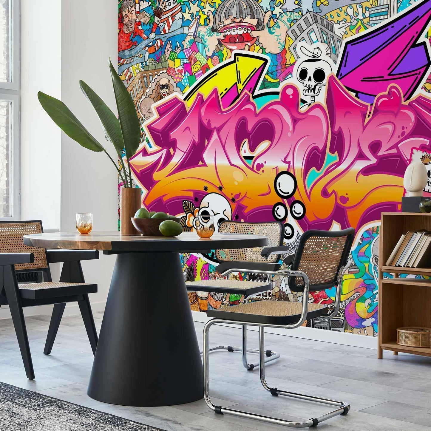 Fototapete - Street art - abstract urban colour graffiti mural with lettering