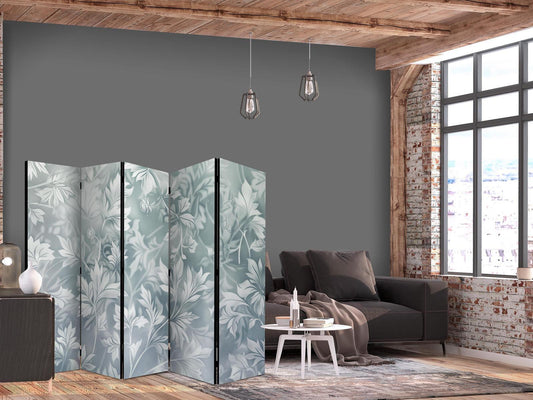 Paravent - Ornaments in Rubbed Faded Turquoise - Delicate Floral Pattern Artgeist