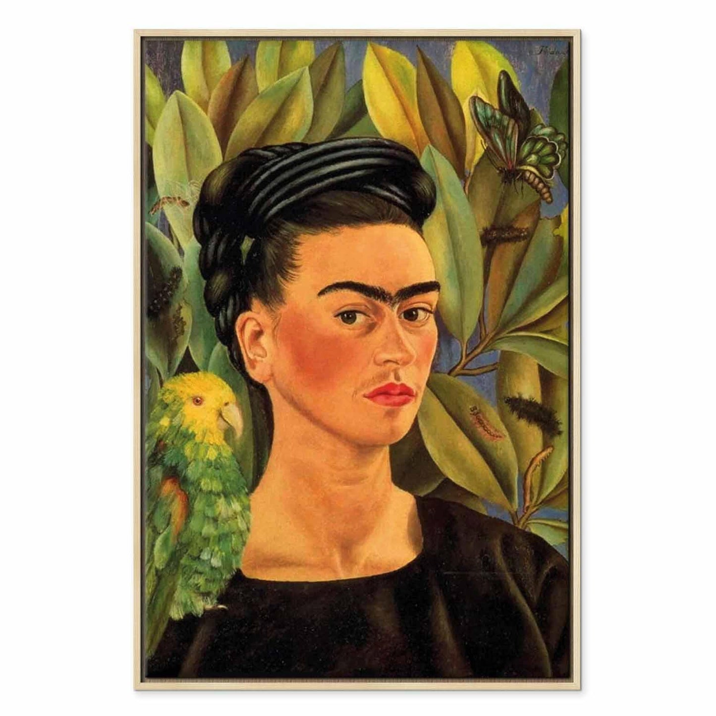 Leinwandbild - Frida Kahlo – Self-Portrait with Bonito