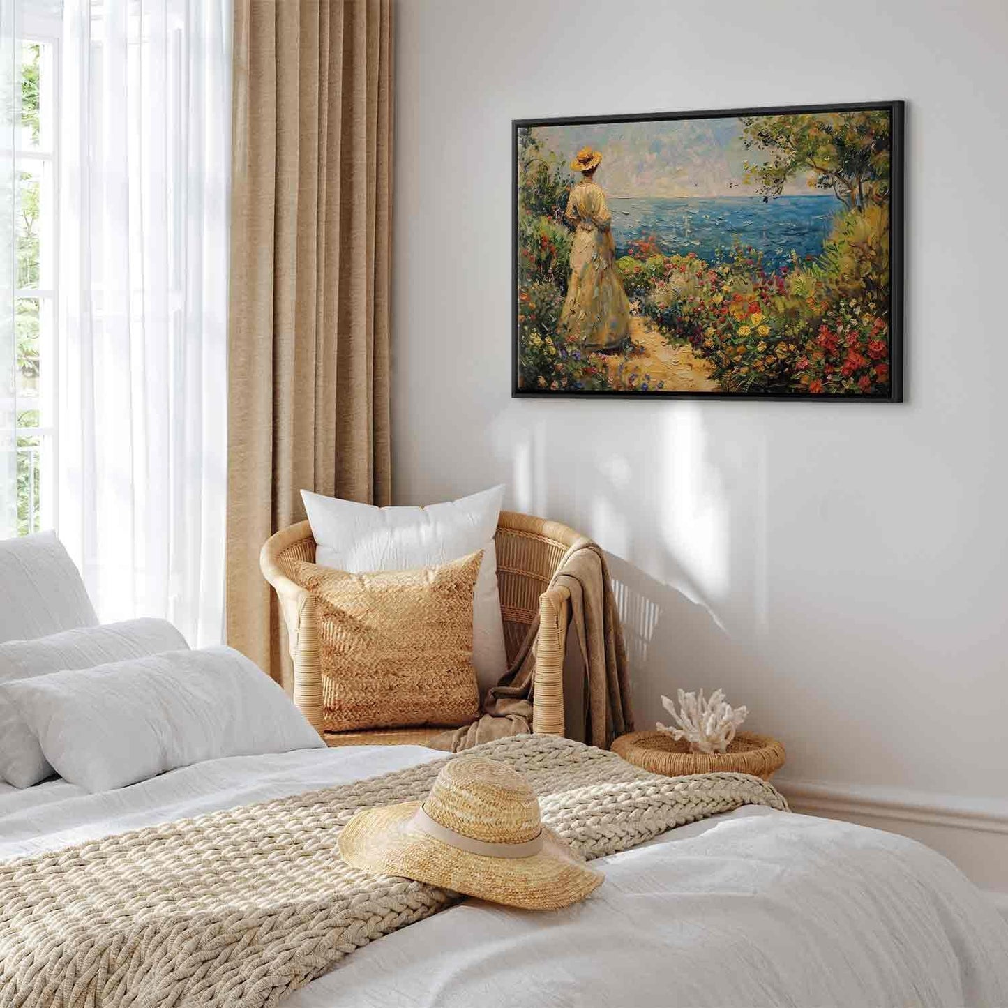 Leinwandbild - Nostalgic impression - a pensive woman contemplating