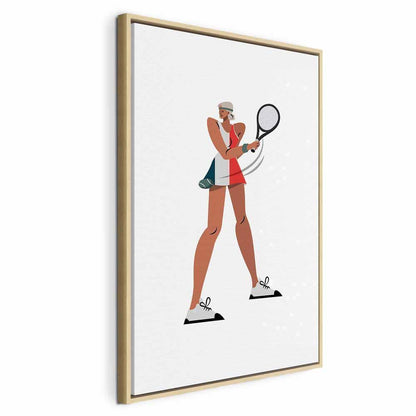 Leinwandbild - Tennis Player With a Racket on a Light Background - Illustration