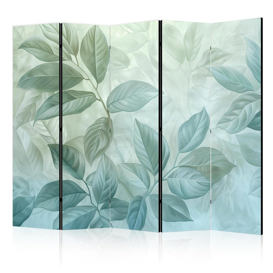 Paravent - Large Leaves in Green-Mint Shades - Botanical Motif Artgeist