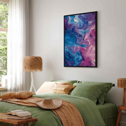Leinwandbild - Night Flows - Abstract Waves in Shades of Blue and Violet Artgeist