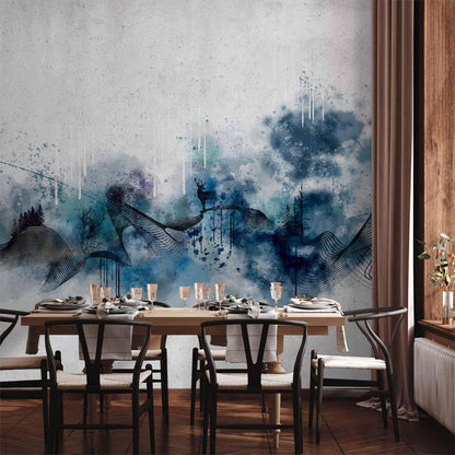 Fototapete - Abstract wave - minimalist composition with blue pattern Artgeist