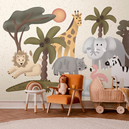 Fototapete - Children's Africa - Animals With Simple Shapes Artgeist