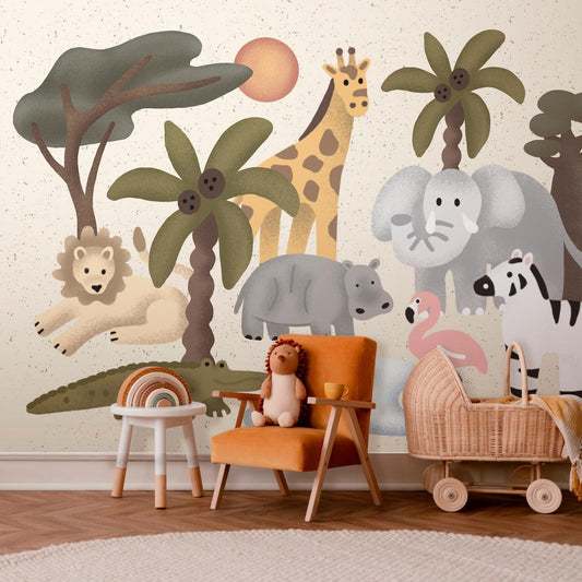 Fototapete - Children's Africa - Animals With Simple Shapes Artgeist