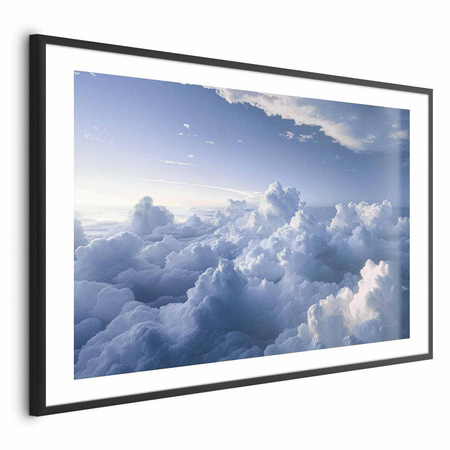 Poster - Aerial Landscapes: Sunbeams Illuminating Puffy Cloud Formations Artgeist
