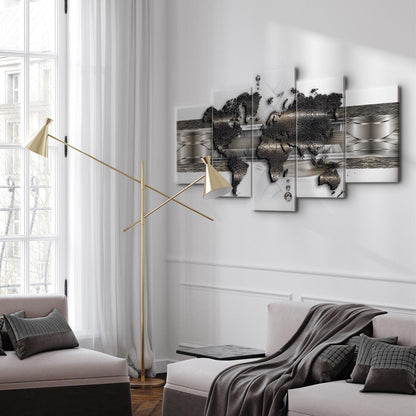 Leinwandbild - Metal World Map II