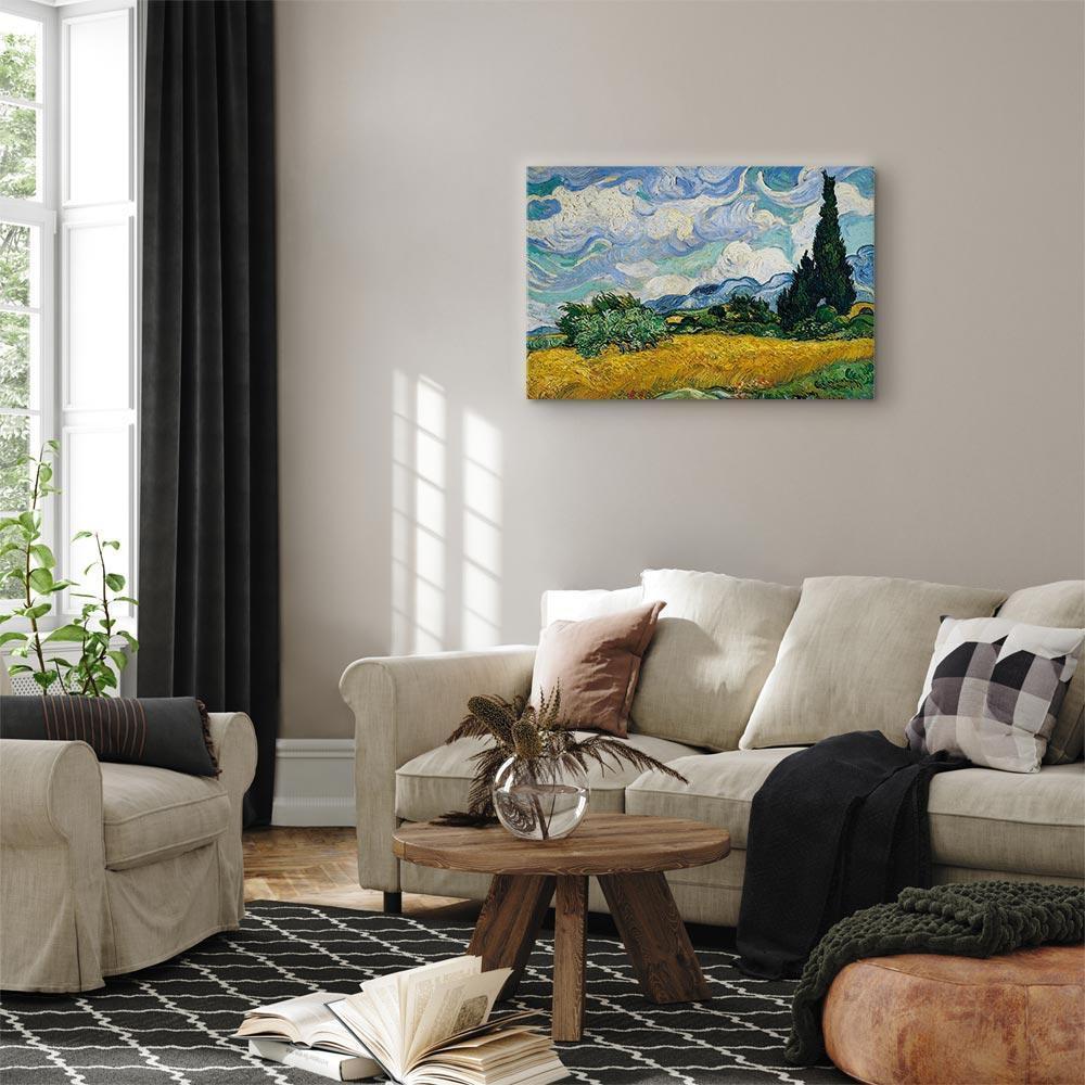 Leinwandbild - Vincent Van Gogh – Wheat Field with Cypresses