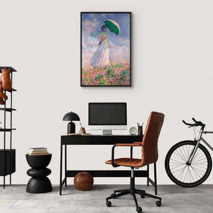 Leinwandbild - Woman with a Parasol, facing right Artgeist