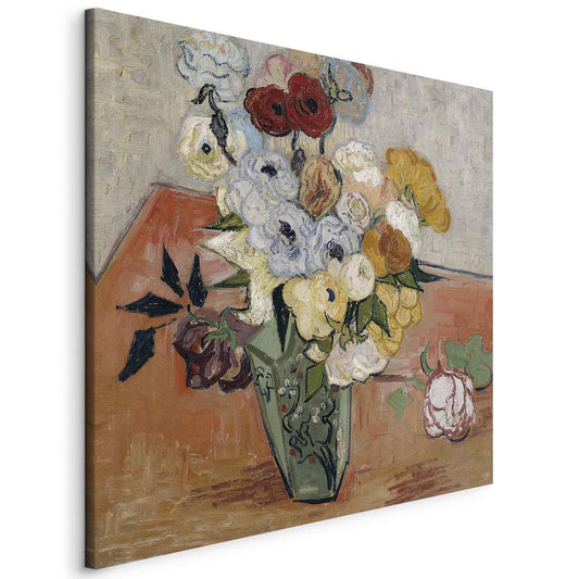 Leinwandbild - Stilllife with Japanese vase, roses and anemones (Vincent Van Gogh) Artgeist